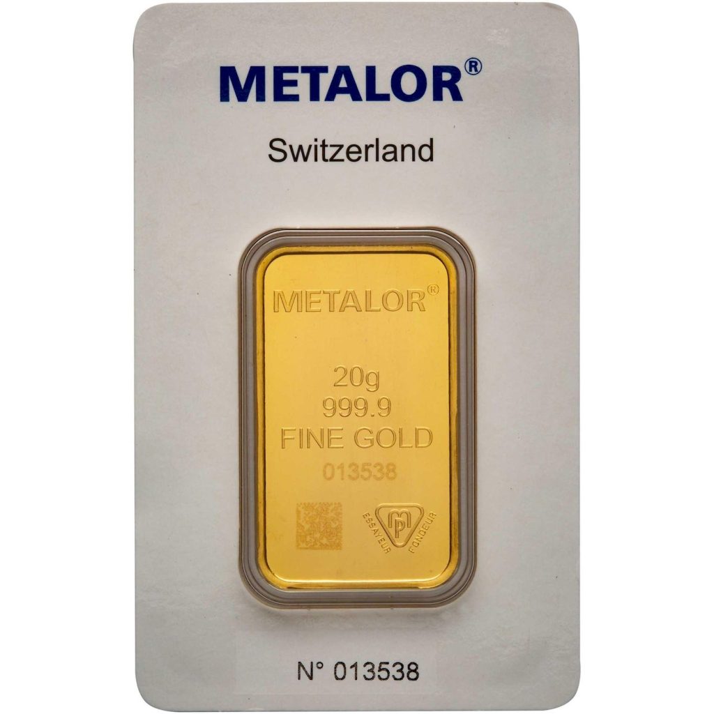 Metalor 20g Minted Gold Bullion Bar - RPS Bullion